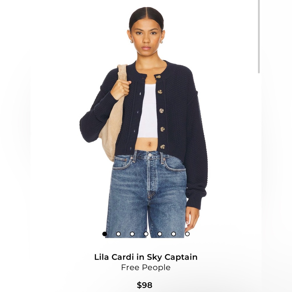 Free People Navy Button-Up Cardigan - Picture 3 of 3